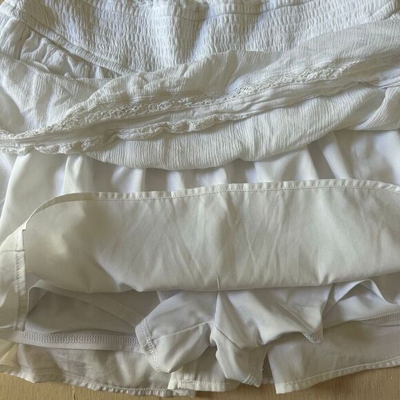 Hollister White Ultra High-Rise Skirt Women’s Size Large | Boho Mini Layered - Picture 4 of 7